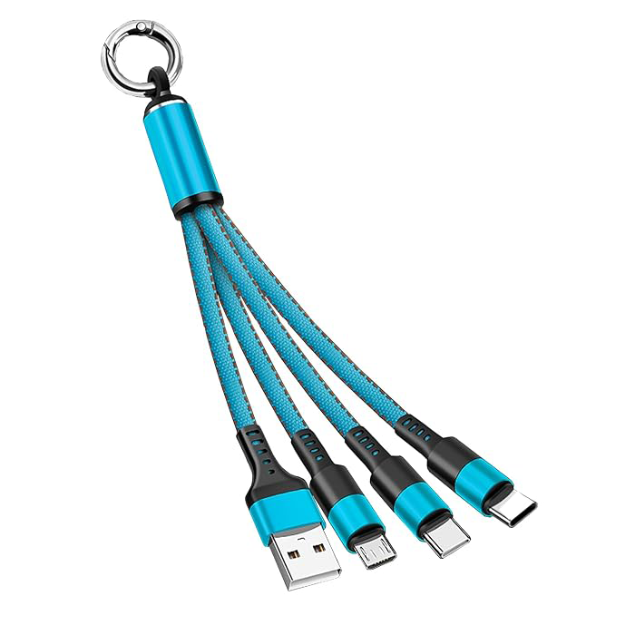 • " كيبل USB متعدد 4 في 1 شاحن سريع نايلون مع نوع A/USB C الى 120 واط"