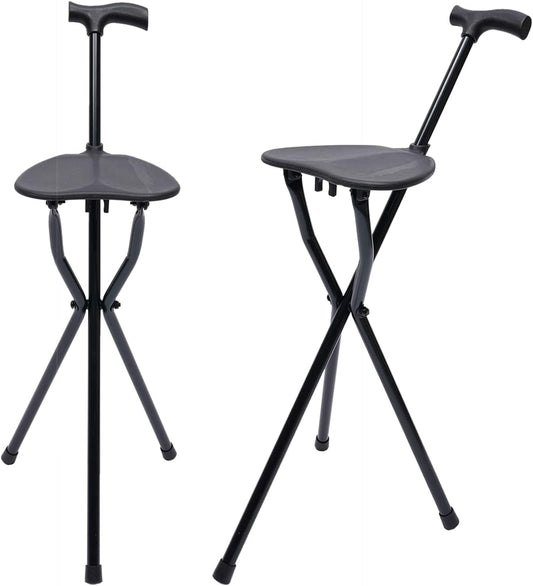 • Cane with a seat and a flashlight
