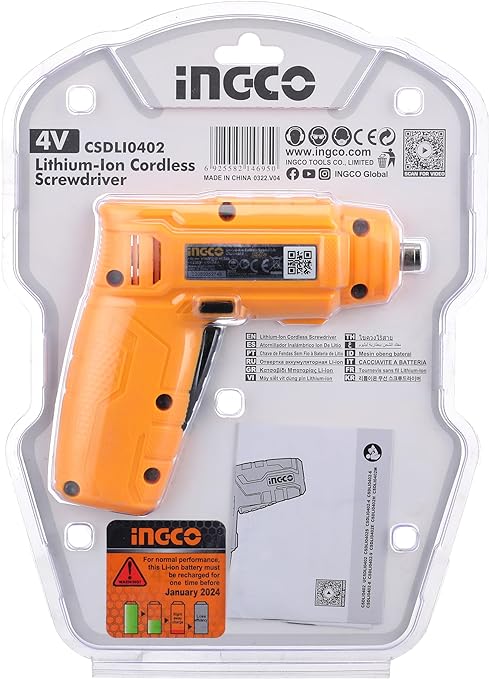 • INGCO 4V Cordless Screwdriver 12 Pcs