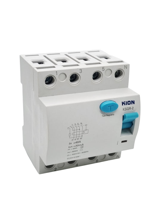 Quadruple 40 Amp 6kA Earth Leakage Circuit Breaker