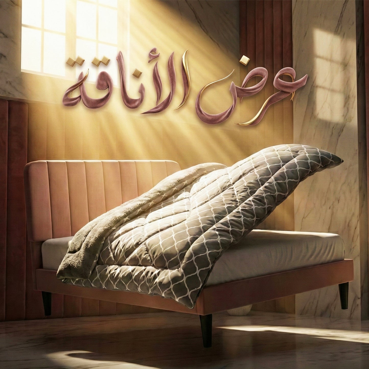 عرض كفر ظهر السرير 180 سم كشميرمع لحاف ايكيا الشهير