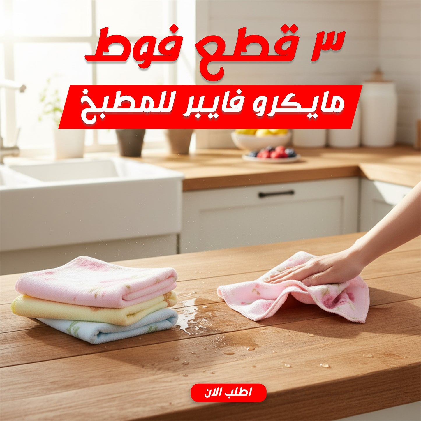 3 قطع فوط مايكرو فايبر للمطبخ