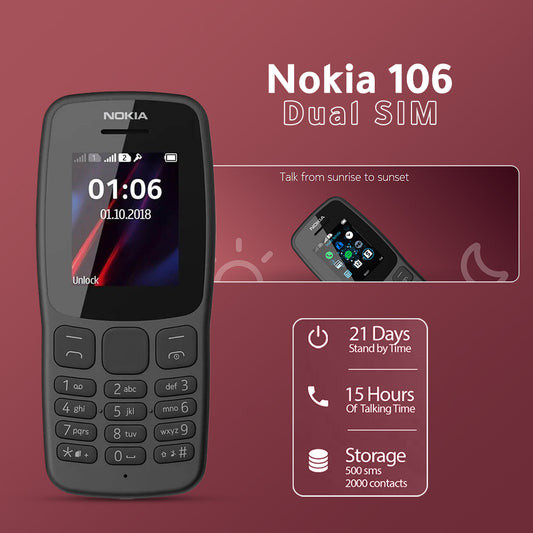 • Nokia 106 Dual SIM + Black touch watch in the form of a band