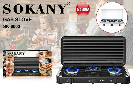 • Sokany 3-burner gas cooker