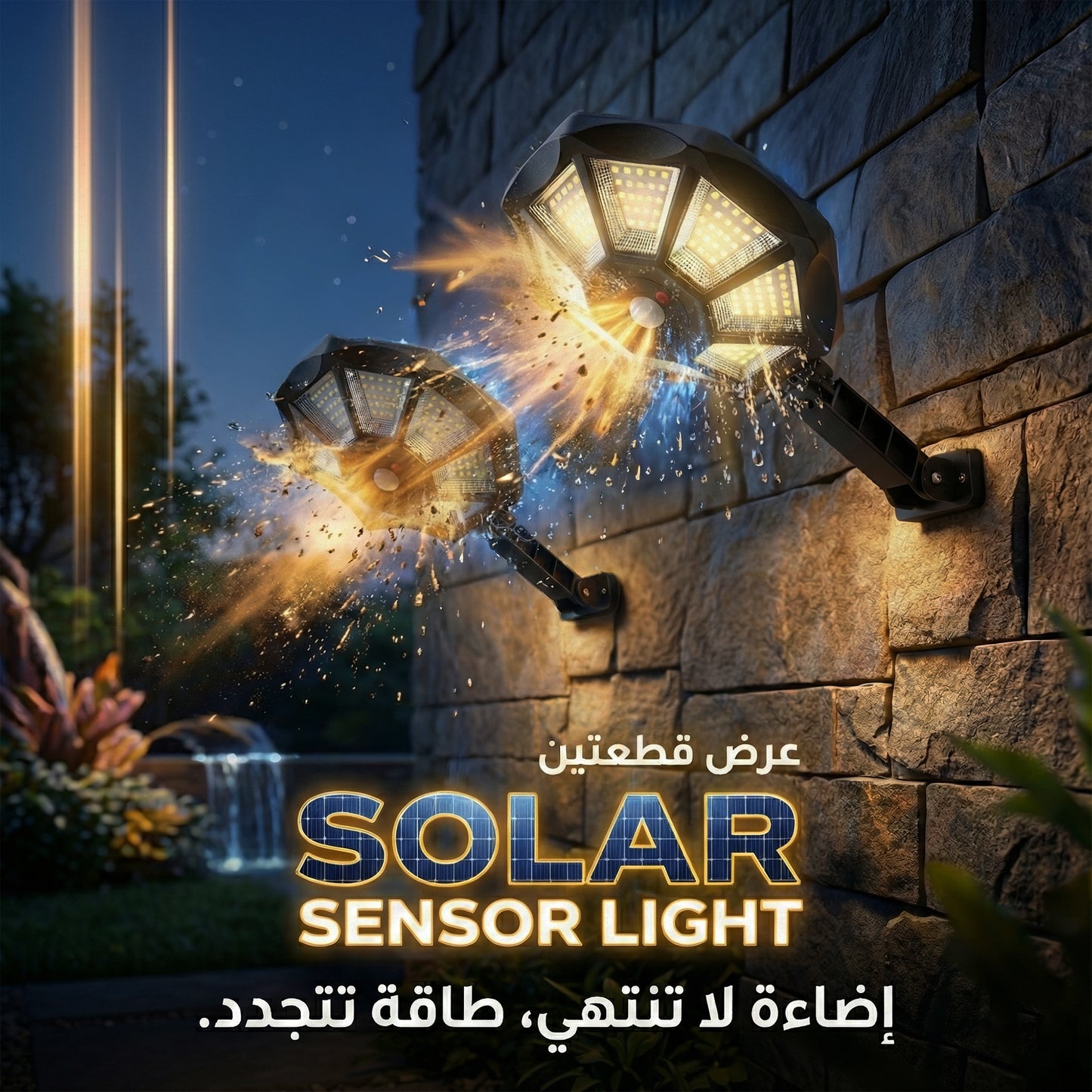 عرض قطعتين  كشاف Solar Sensor Light الحديث