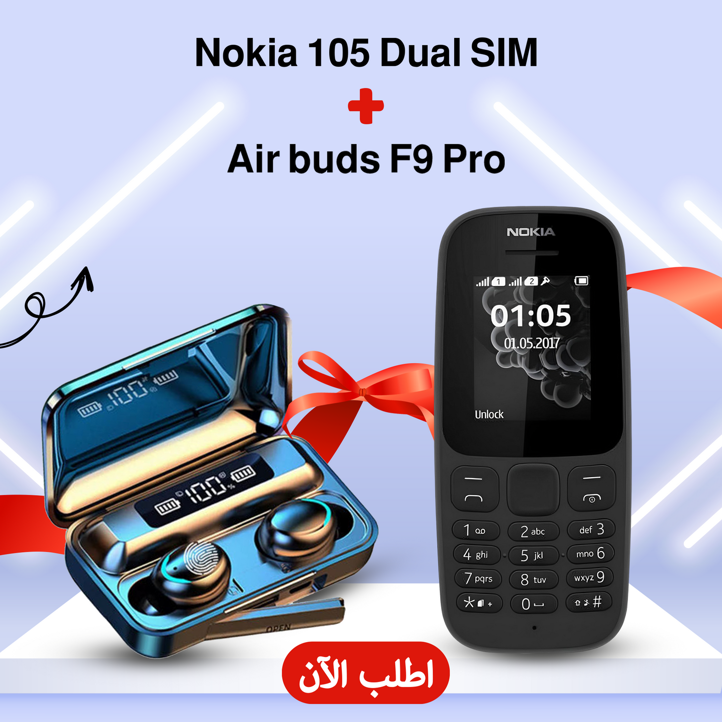 Nokia 105 Dual SIM + Air buds F9 Pro
