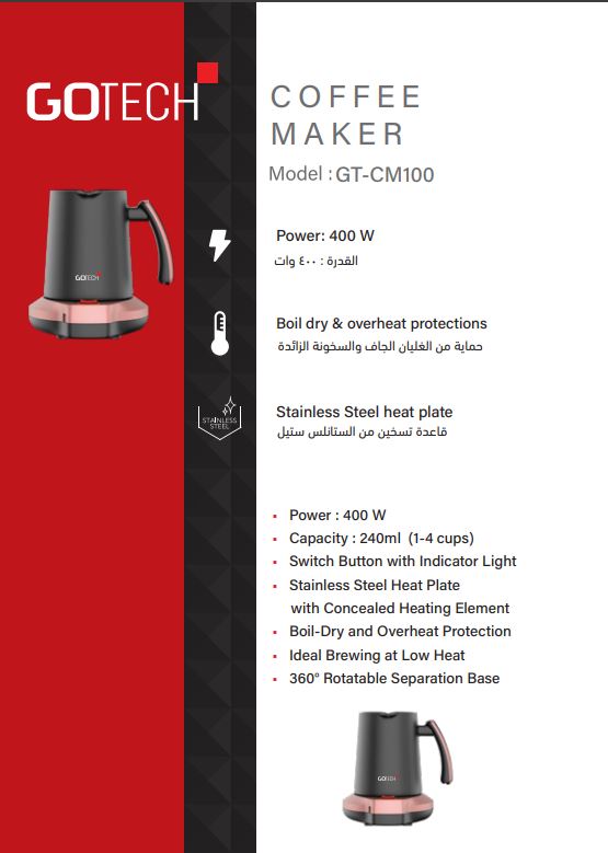 GoTech Turkish coffee maker 400 W