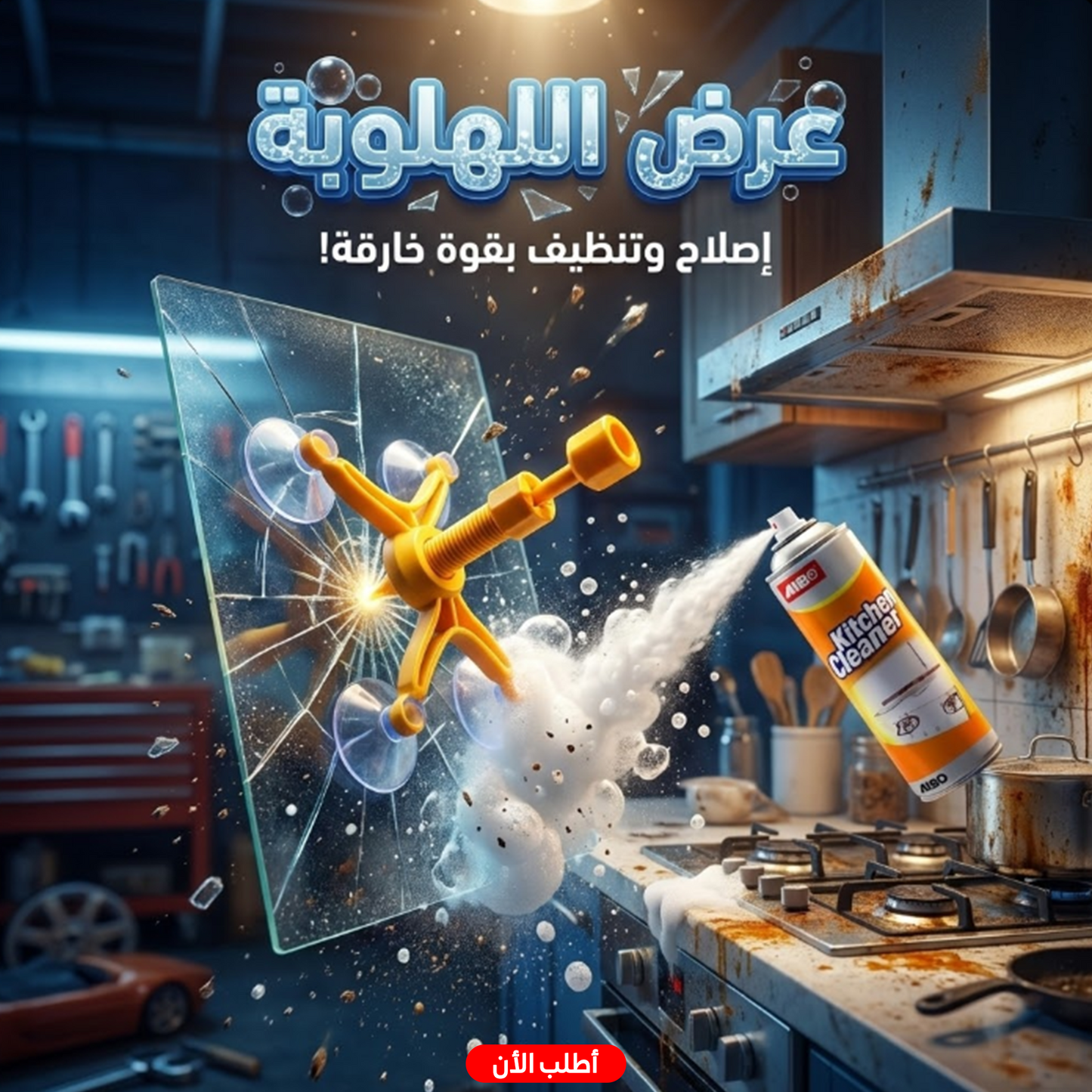 عرض Windshield معالج شروخ الزجاج+اسبراي التنظيف الجبار Multipurpose Bubble Cleaner
