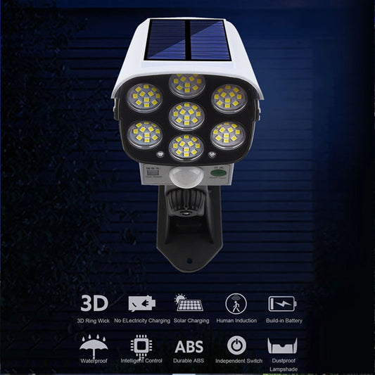 • Solar-powered camera-shaped light